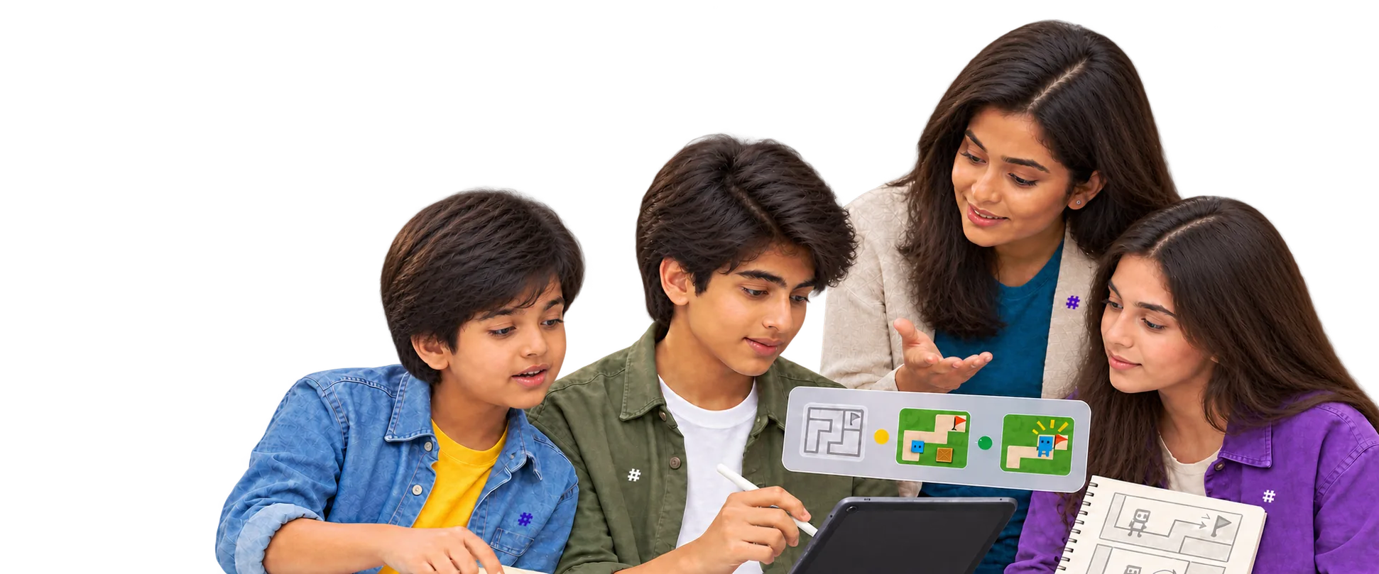 Learners working through a course with a mentor