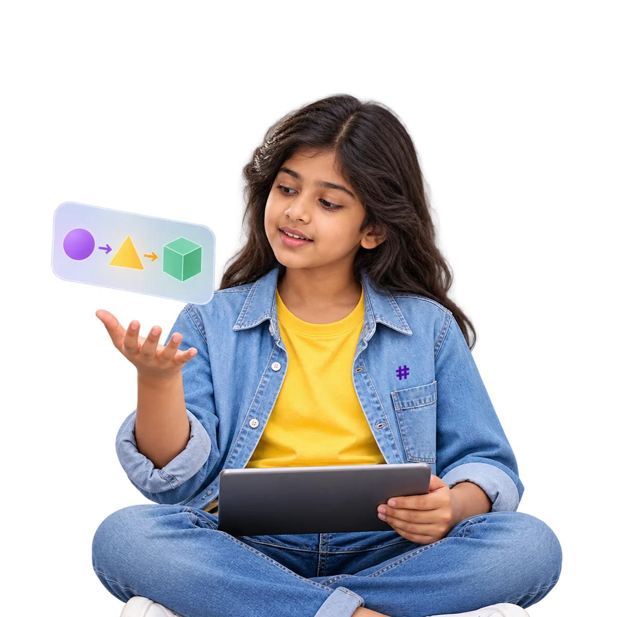Learner working through a problem on a tablet
